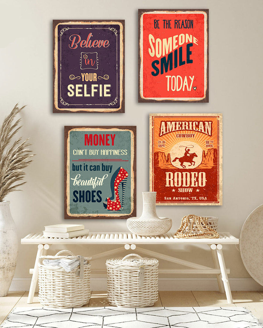 Tableau Vintage Poster – Believe in Your Selfie, Positivité Rétro