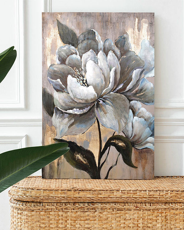 Tableau  fleur beige