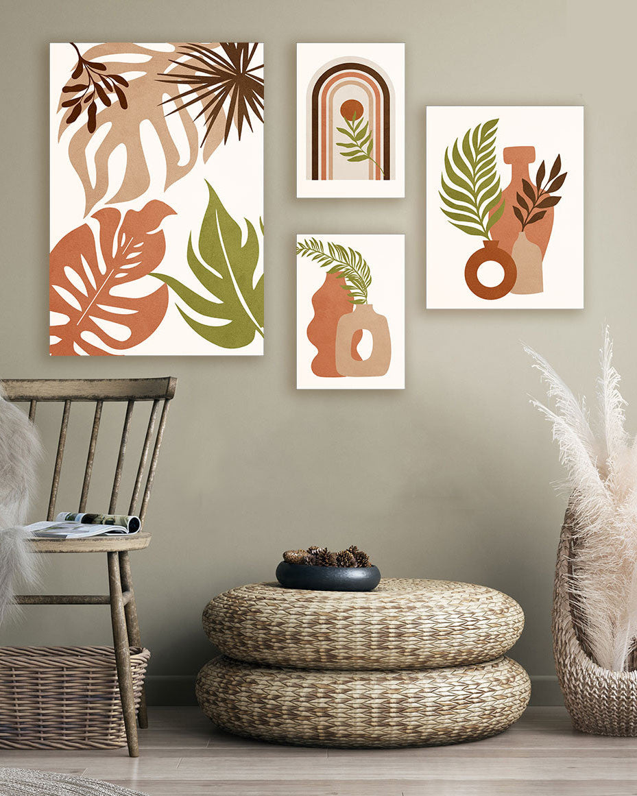 Tableaux Modernes monstera beige et vert