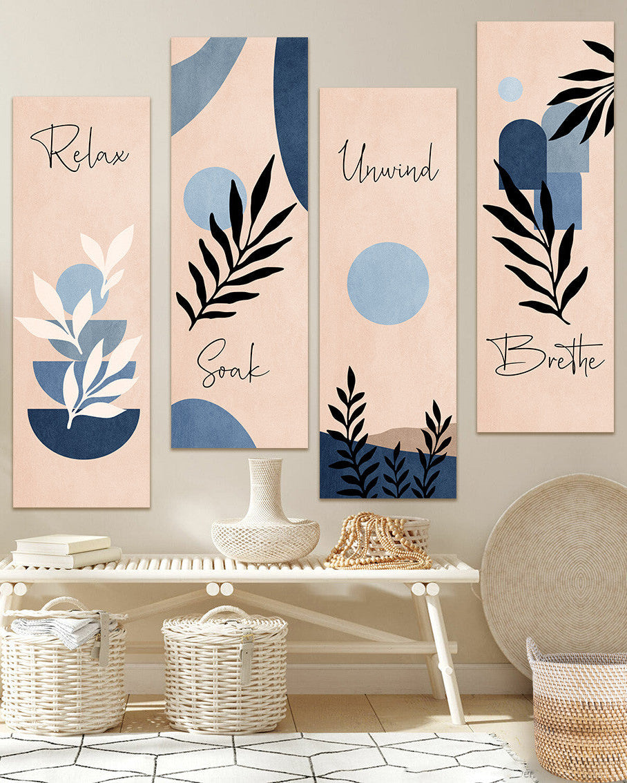 Tableaux unifome boho abstrait bleu sur fond beige