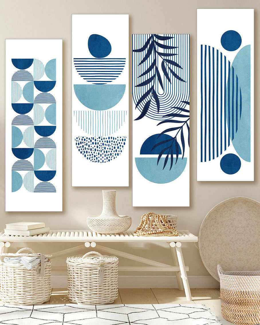 Tableaux unifome boho abstrait bleu turquoise