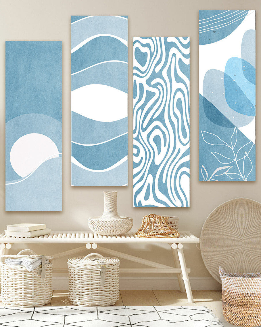 Tableaux unifome boho abstrait bleu