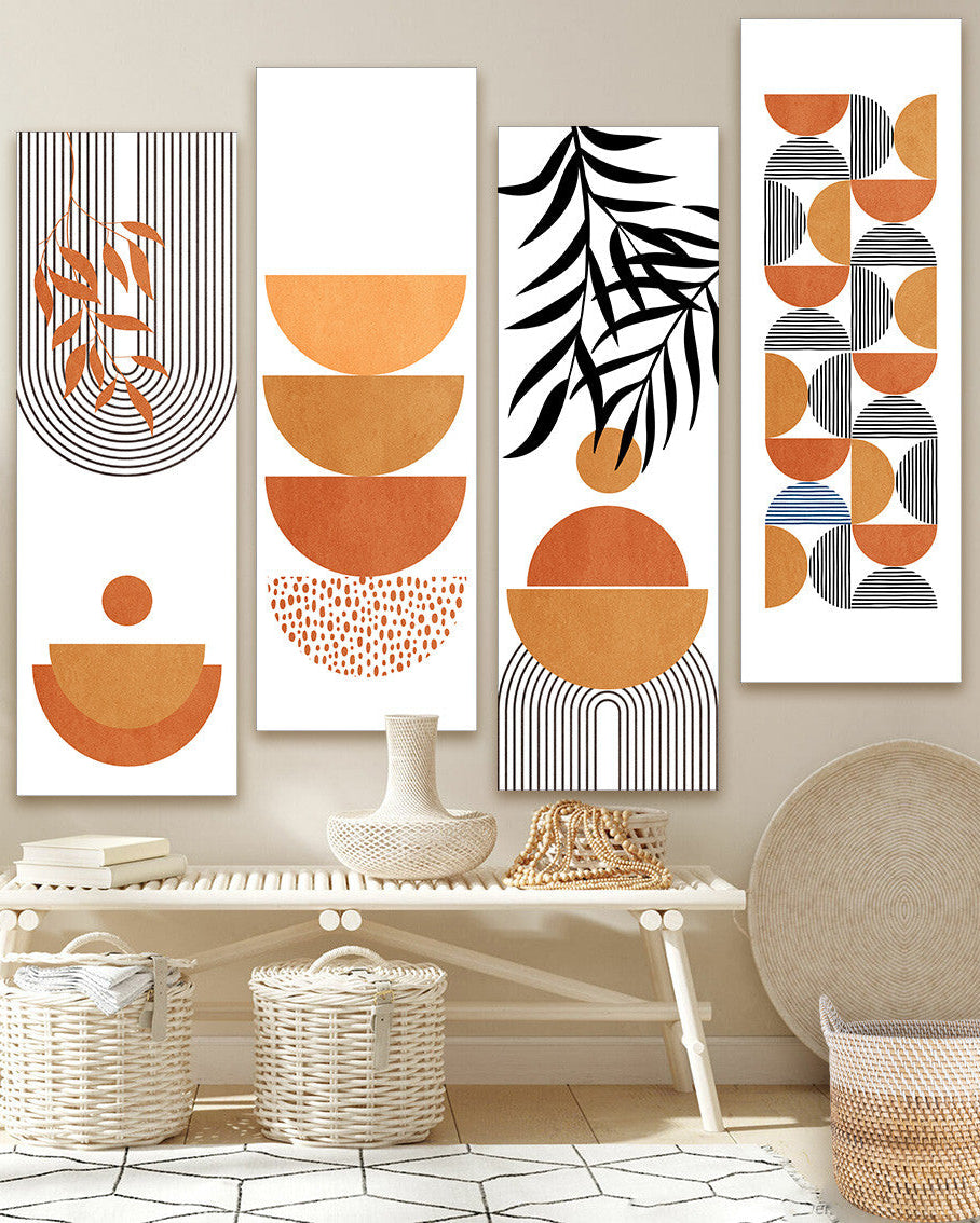 Tableaux unifome boho abstrait orangé