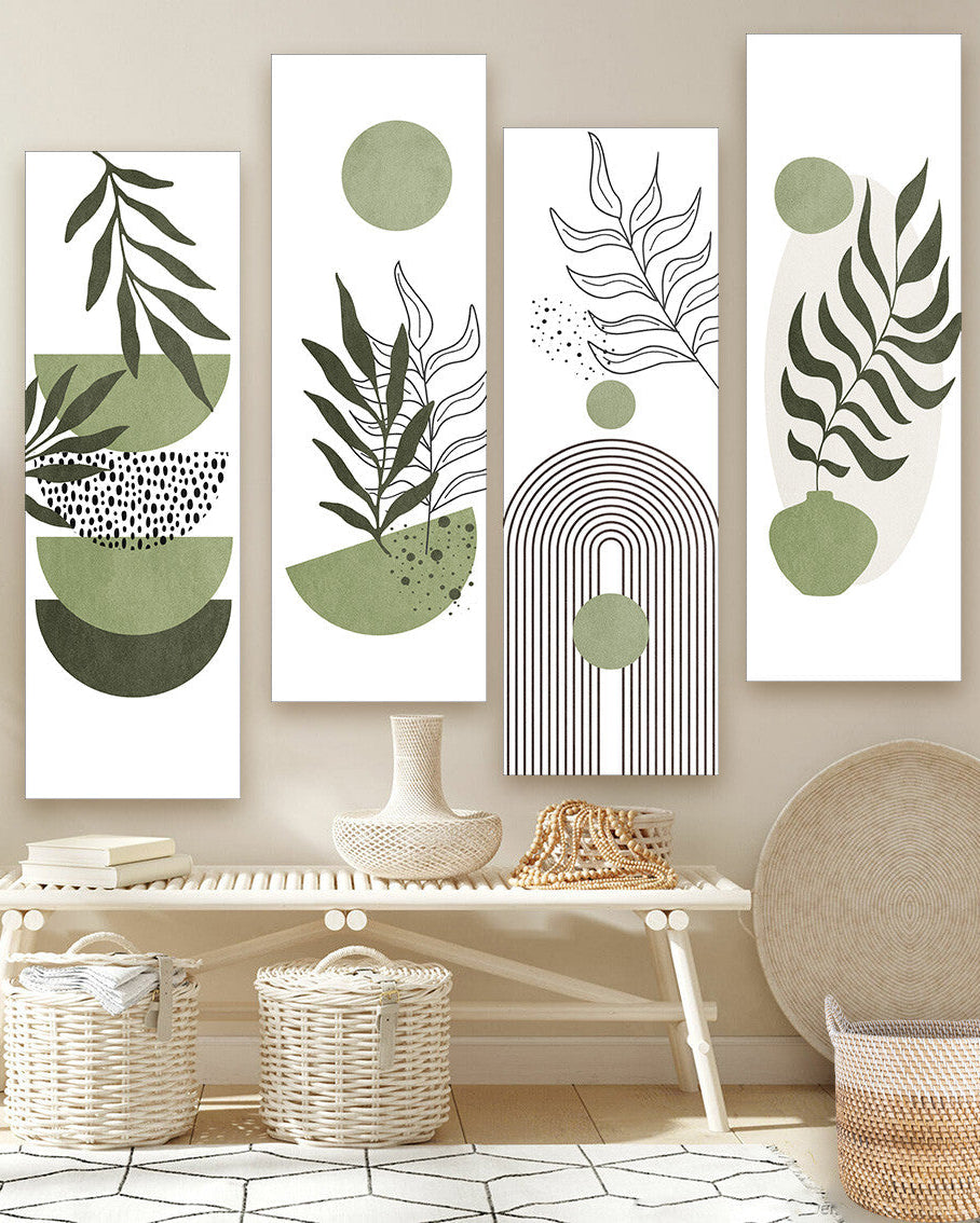 Tableaux unifome boho abstrait vert
