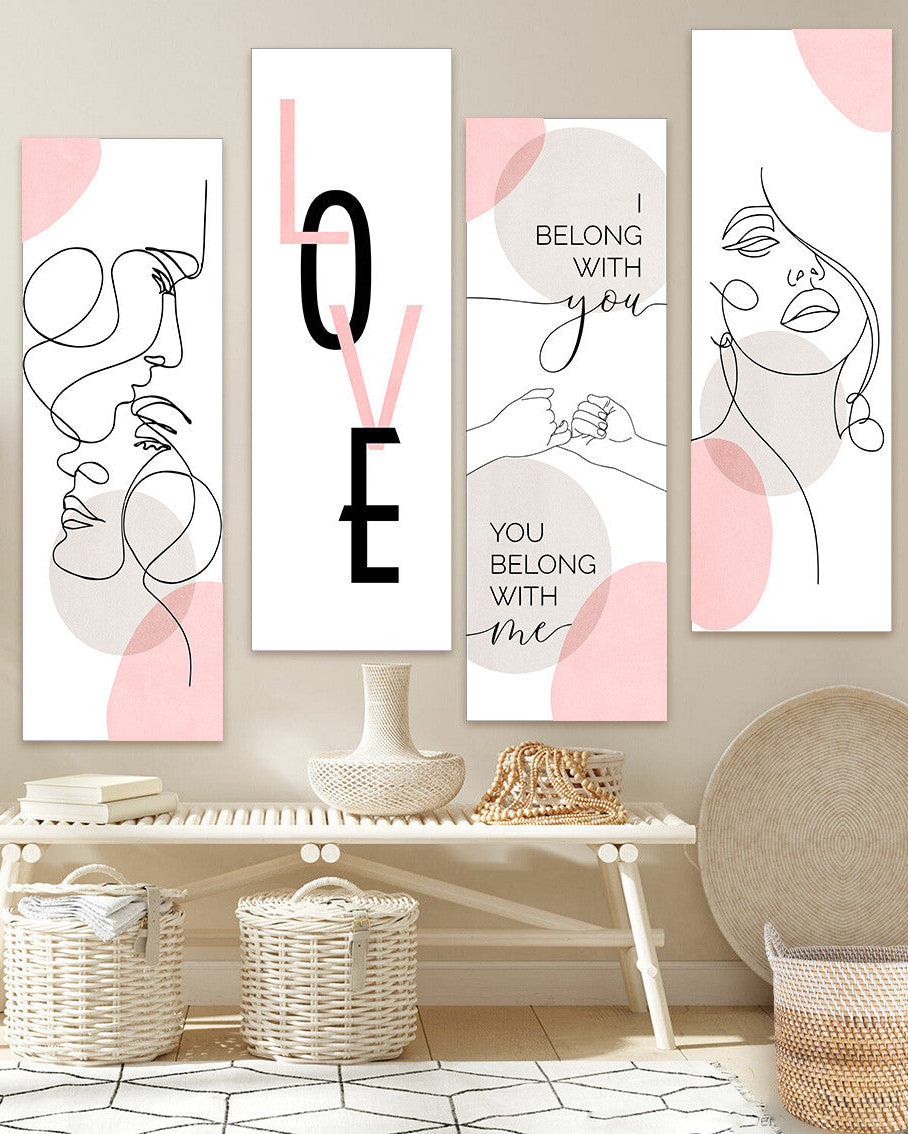Tableaux unifome boho minimaliste rose